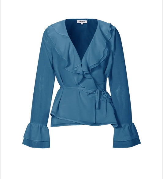 Ruffle top petrol