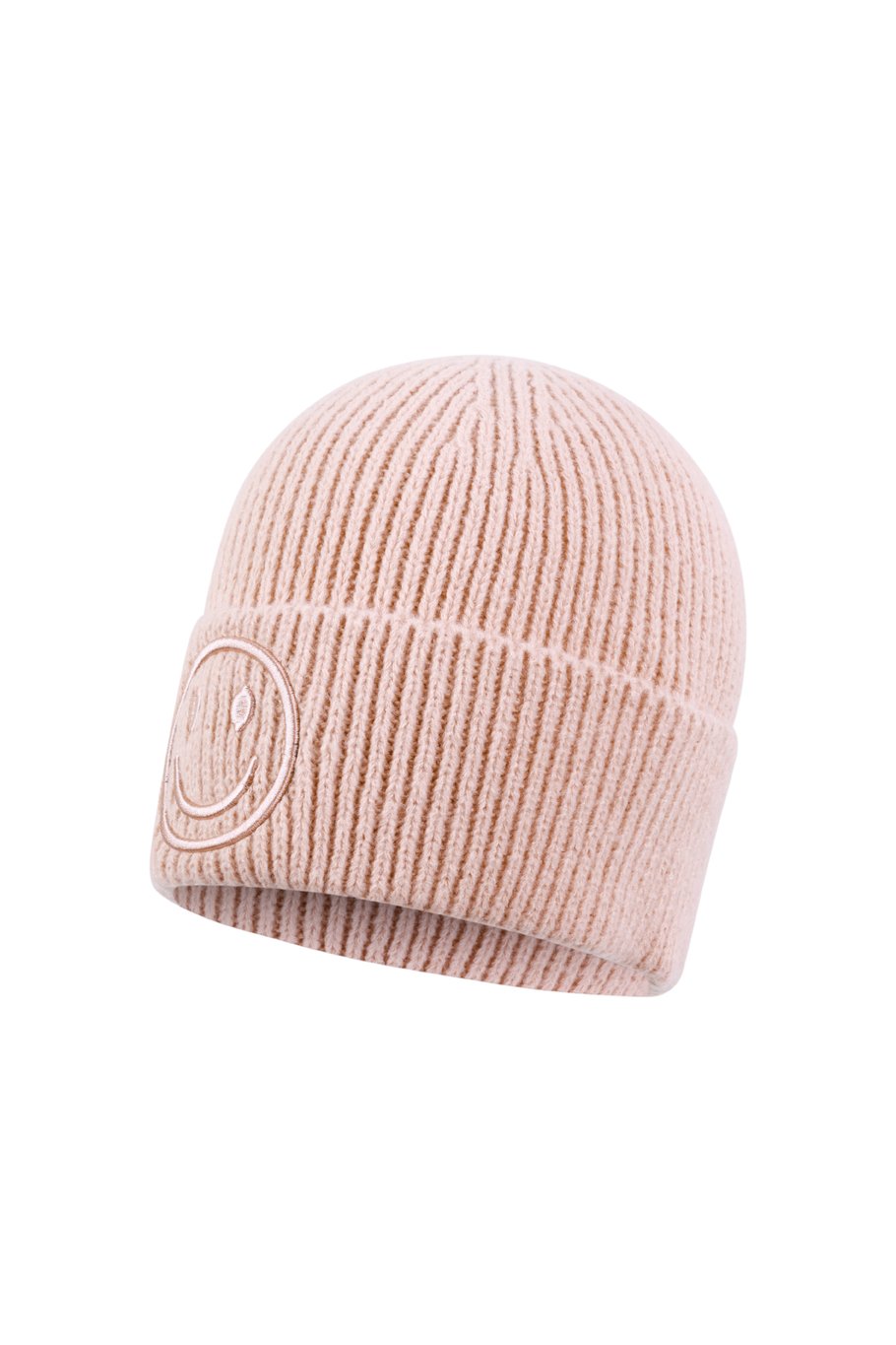 Smiley muts oud roze