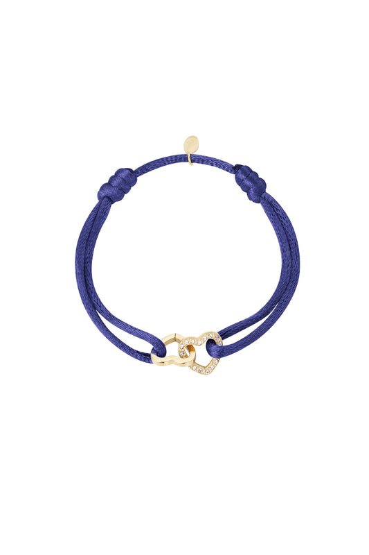 Armband double hearts dark blue