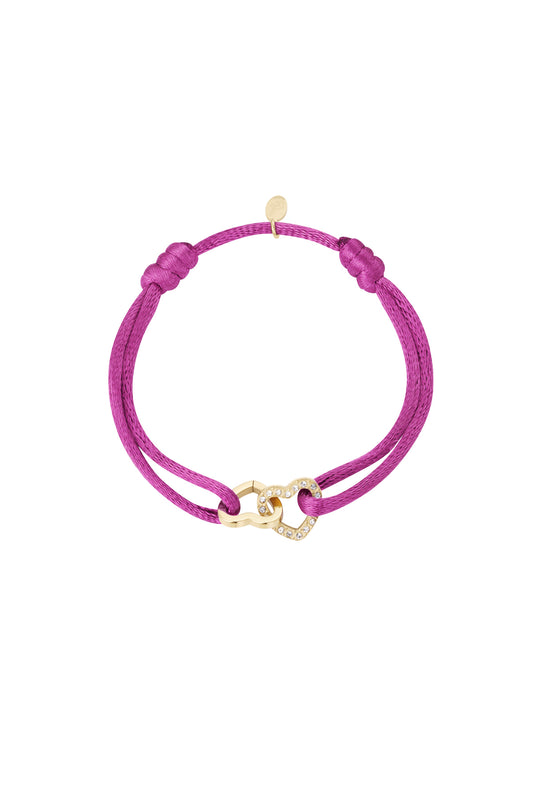 Armband double hearts fuchsia