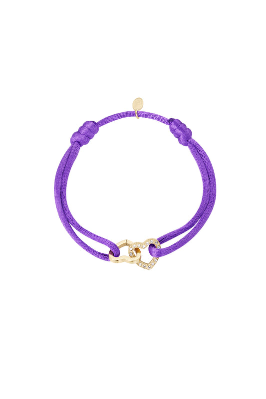 Armband double hearts dark purple