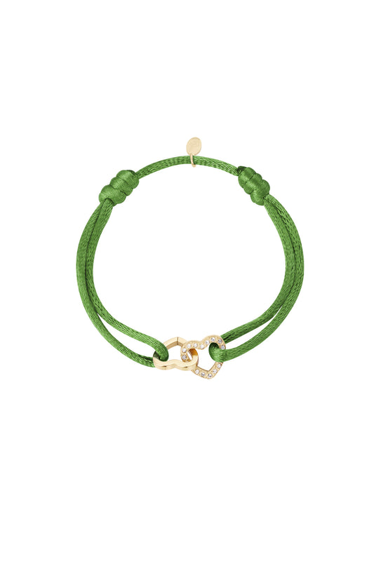 Armband double hearts olive