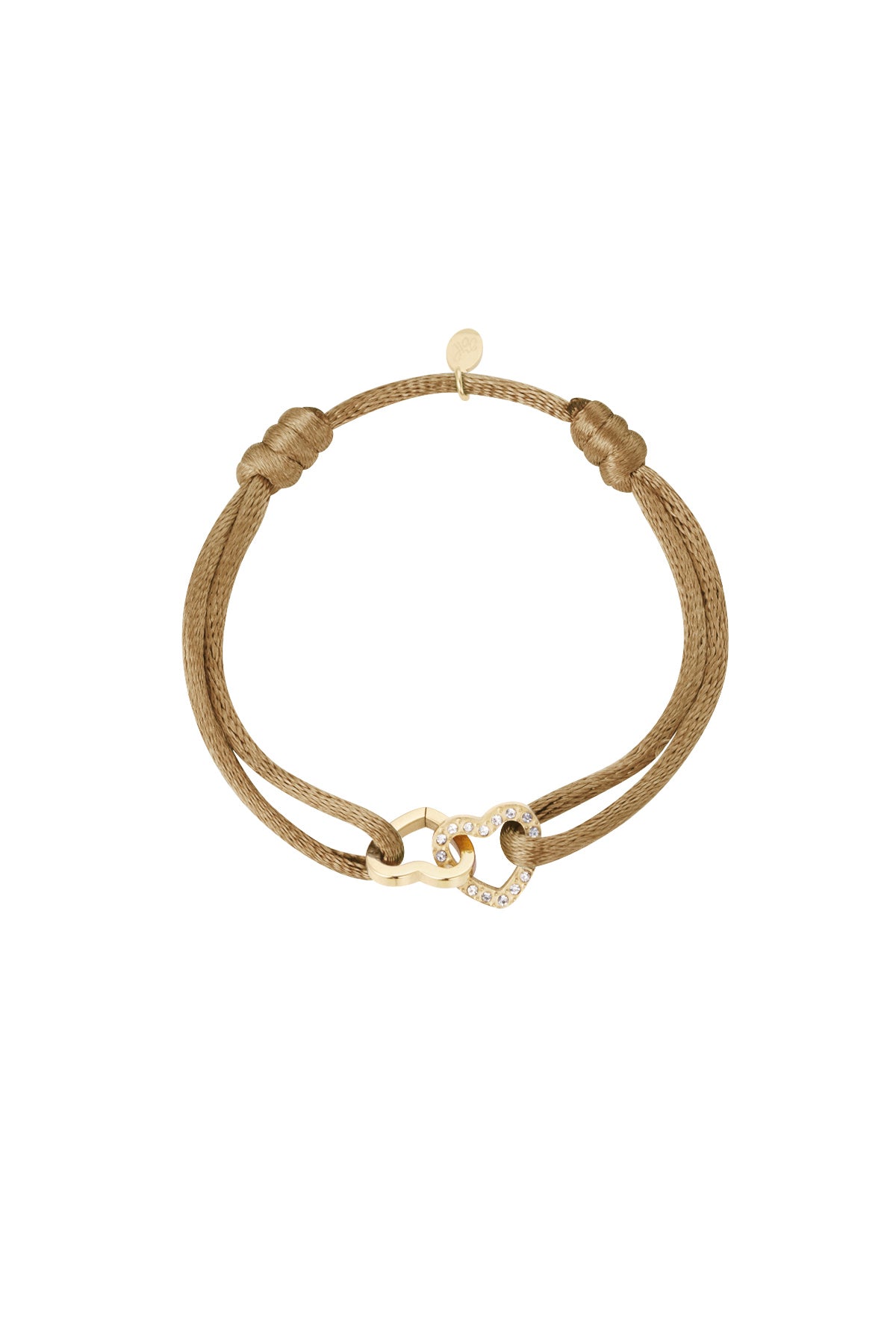 Armband double hearts brown