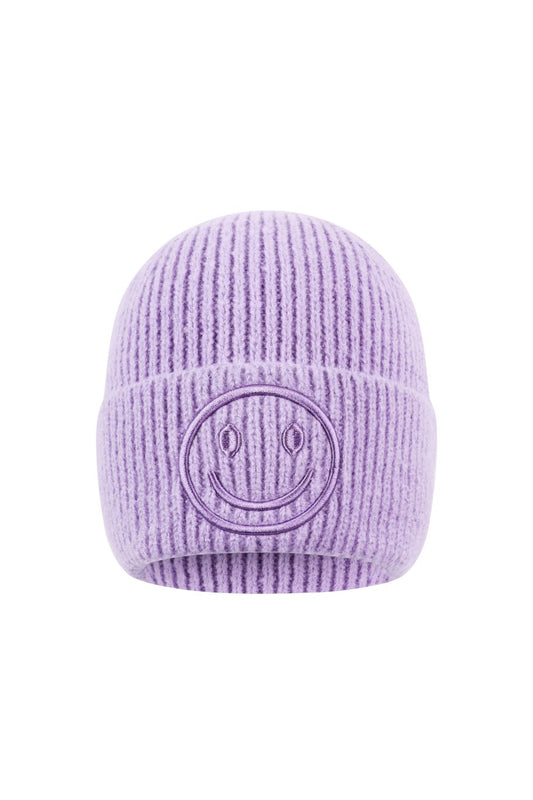 Smiley muts paars