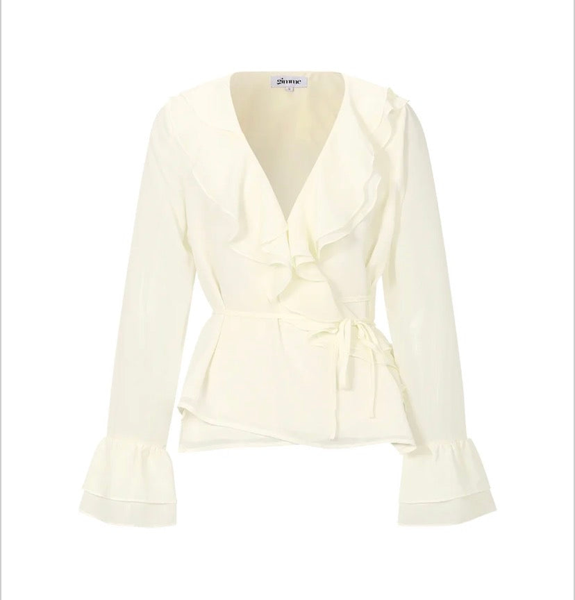 Ruffle top off white