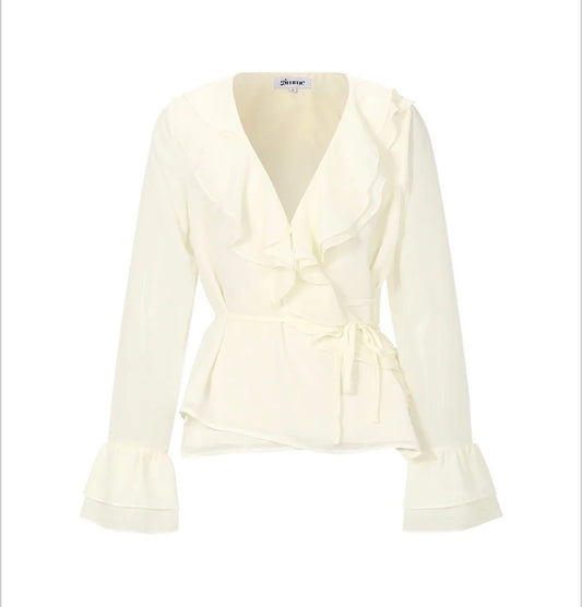 Ruffle top off white