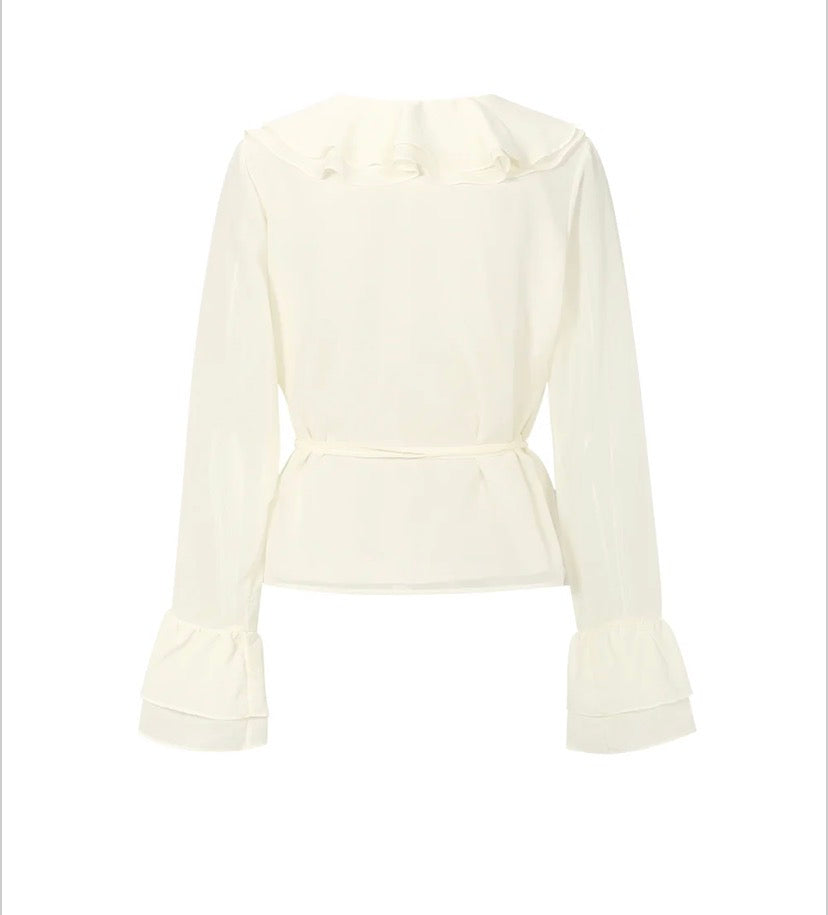 Ruffle top off white